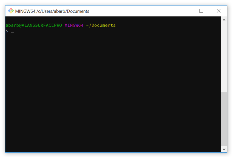 Git for Windows Bash prompt before customization